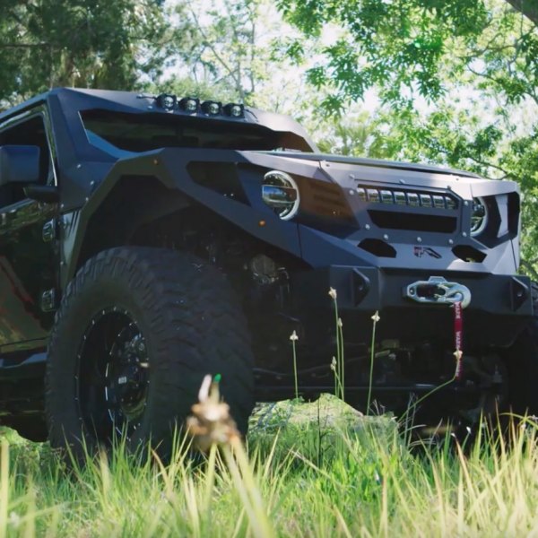 Black Jeep Wrangler with Fab Fours Front Winch Bumper - Photo by Grid Off-Road