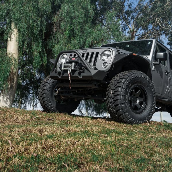 Gray Jeep Wrangler with Warn Off-Road Front Bumper - Photo by Boden Autohaus