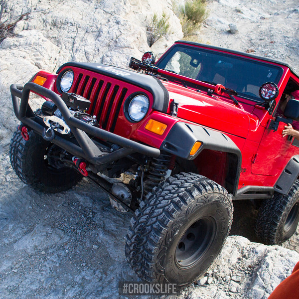 Off-road Front HD Winch Bumper on Red Jeep Wrangler - Photo by Jimmy Crook