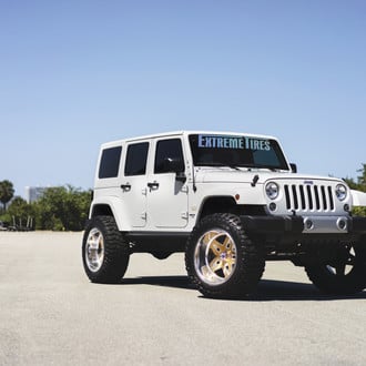 White Jeep Wrangler Custom Front Bumper Guard - Photo by Fuel Offroad