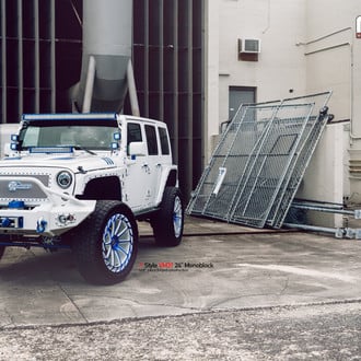 White Jeep Wrangler with Chrome Ventura Mesh Grille - Photo by Vellano
