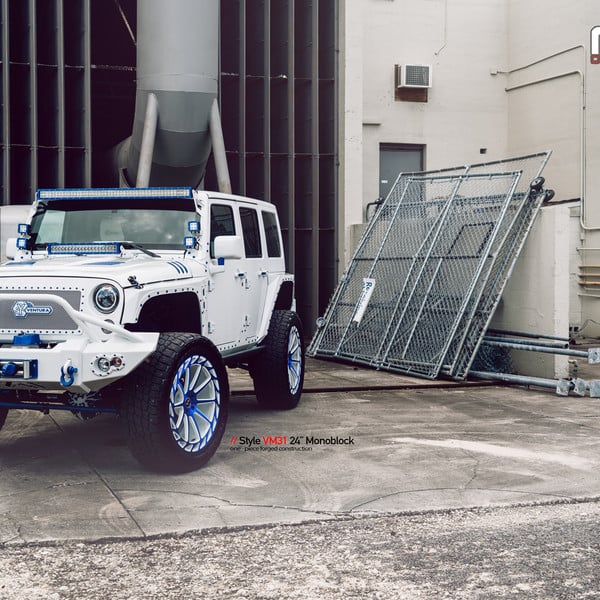 White Jeep Wrangler with Chrome Ventura Mesh Grille  - Photo by Vellano