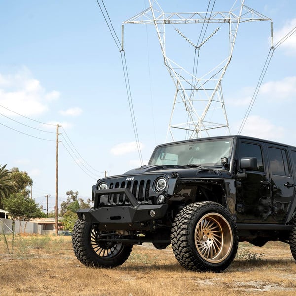 Black Jeep Wrangler with Off-road Winch Front Bumper - Photo by Forgiato