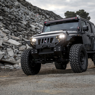 Black Jeep Wrangler with Fab Fours Off-Road Front Bumper - Photo by Black Rhino