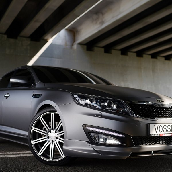 Kia Optima with Custom Front Bumper Cover - Photo by Vossen