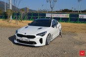 White Kia Stinger Gets a Revised Front with Custom Hood and Blacked Out Grille