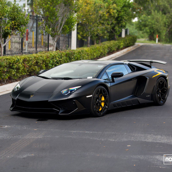 Black Lamborghini Aventador with Custom Body Kit - Photo by Vossen