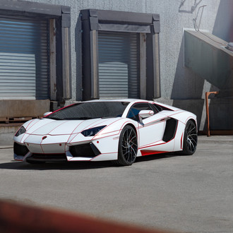 Custom White Lamborghini Aventador with Red Accents - Photo by Niche
