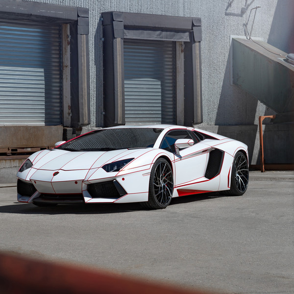 Custom White Lamborghini Aventador with Red Accents - Photo by Niche