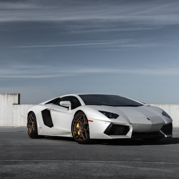 Silver Lamborghini Aventador with Dark Smoke Headlights - Photo by Niche