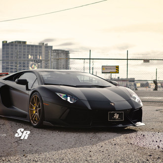 Matte Black Lamborghini Aventador Custom Front Lip - Photo by ADV.1