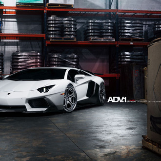 Carbon Fiber Bumper Lips on White Lamborghini Aventador - Photo by ADV.1