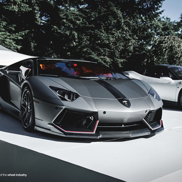 Gray Lamborghini Aventador with Blacked Out Headlights - Photo by ADV.1