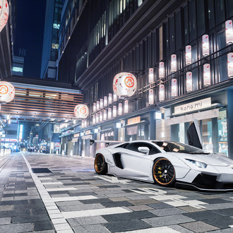 Japanese Tuning Detected: Liberty Walk Body Kit Enhancing White Aventador