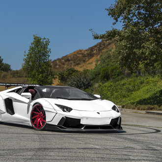Dark Smoke LED Headlights on White Lamborghini Aventador - Photo by Forgiato