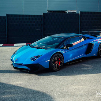 Blue Lamborghini Aventador with Custom Body Kit - Photo by Vossen