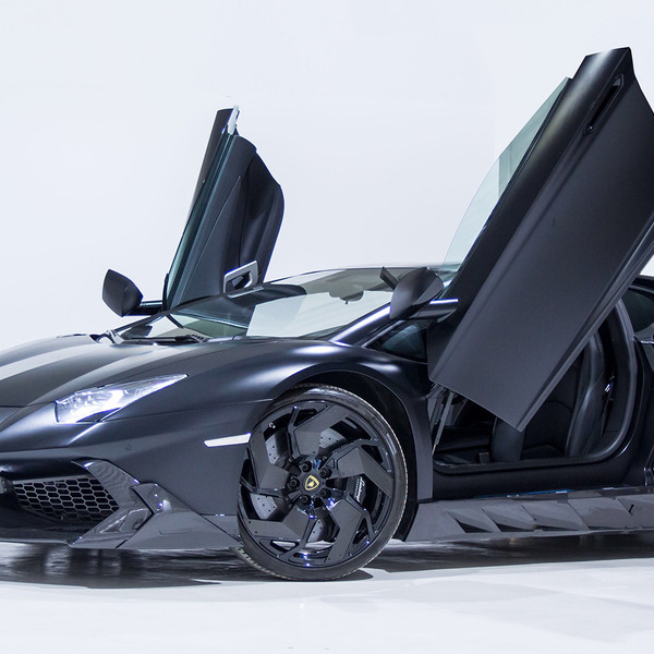 Black Lamborghini Aventador with Vertical Doors - Photo by PUR Wheels