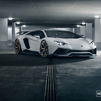 Gray Lamborghini Aventador with Custom LED Headlights - Photo by Vossen