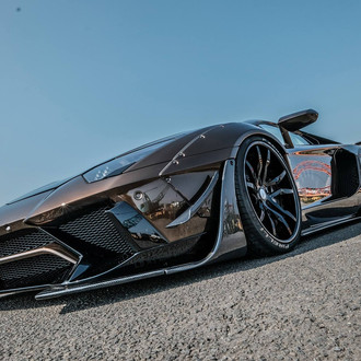Liberty Walk Body Kit on Brown Lamborghini Aventador - Photo by Forgiato
