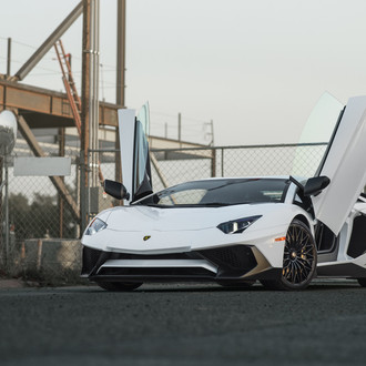 White Lamborghini Aventador with Vertical Doors - Photo by Boden Autohaus