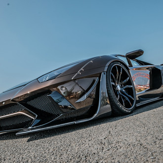 Brown Lamborghini Aventador with Carbon Fiber Front Lip Spoiler - Photo by Forgiato