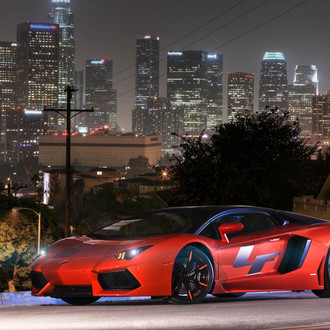 Red Lamborghini Aventador with Color Matched Lexani Wheels - Photo by Lexani