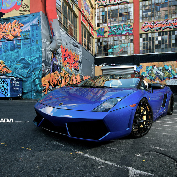 Blue Lamborghini Gallardo with Custom Front Bumper - Photo by ADV.1