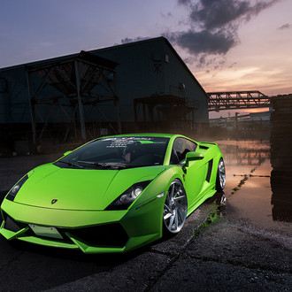 Green Lamborghini Gallardo with Custom Headlights - Photo by Forgiato