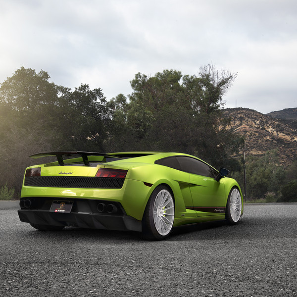 Rear Wing Spoiler on Green Lamborghini Gallardo - Photo by Zito Wheels