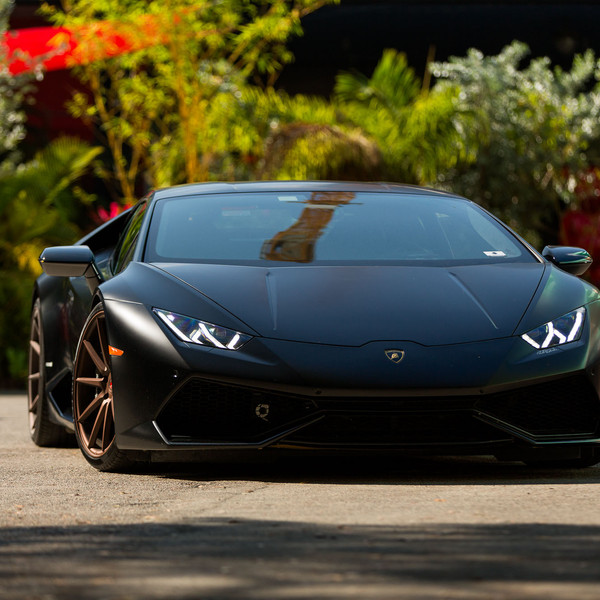 Black Lamborghini Huracan with Custom LED Headlights - Photo by Vossen