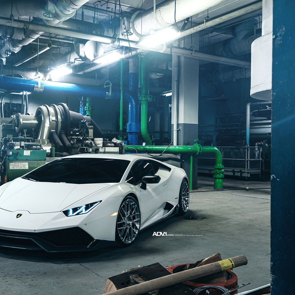 White Lamborghini Huracan with Custom Front Bumper - Photo by ADV.1
