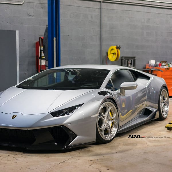 Silver Lamborghini Huracan with Custom Fender Flares - Photo by ADV.1