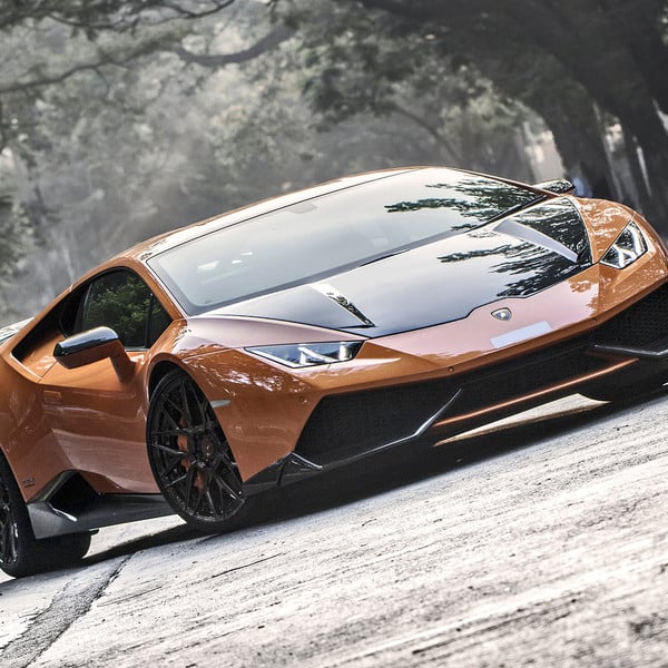 Orange Lamborghini Huracan with Custom Black Hood - Photo by ADV.1