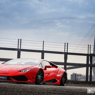 Red Lamborghini Huracan with Liberty Walk Body Kit - Photo by Liberty Walk