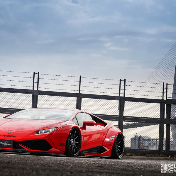 Red Lamborghini Huracan with Liberty Walk Body Kit - Photo by Liberty Walk
