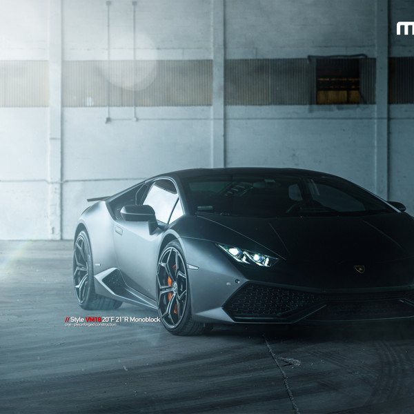 Custom LED Headlights on Black Lamborghini Huracan - Photo by Vellano