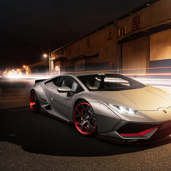 Liberty Walk Body Kit on Gray Lamborghini Haracan - Photo by Forgiato