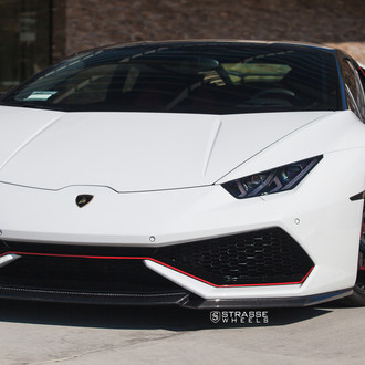 White Lamborghini Huracan with Carbon Fiber Front Lip - Photo by Strasse Forged