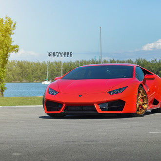 Hate It or Love It: Red Lamborghini Huracan on Gloss Brushed Bronze Strasse Wheels