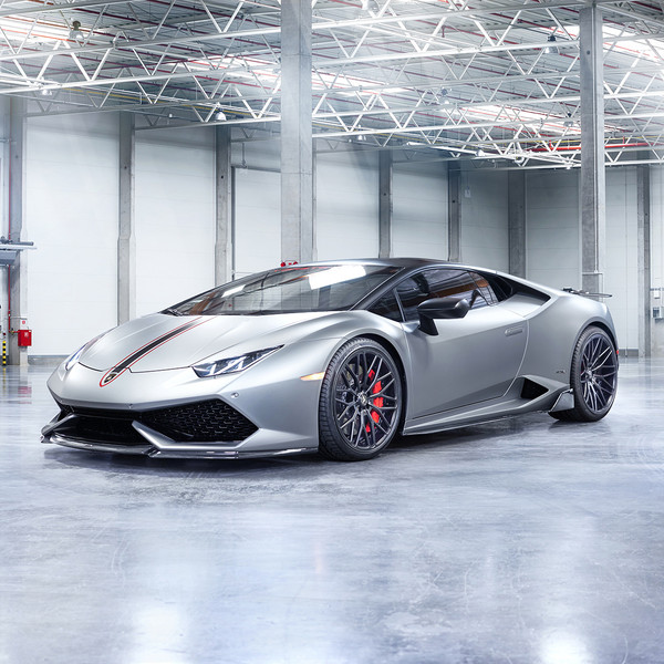 Gray Lamborghini Huracan with Carbon Fiber Front Lip - Photo by Vorstiner