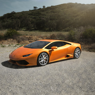 Dark Smoke Headlights on Orange Lamborghini Huracan - Photo by Zito Wheels