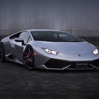 Gray Lamborghini Huracan with Crystal Clear Headlights - Photo by PUR Wheels
