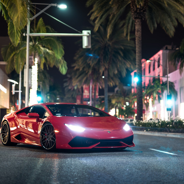Crystal Clear Headlights on Red Lamborghini Huracan - Photo by Blaque Diamond Wheels
