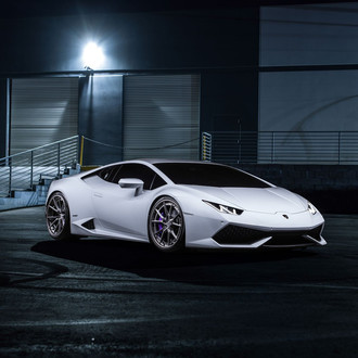 White Lamborghini Huracan with Dark Smoke Headlights - Photo by Anrky Wheels
