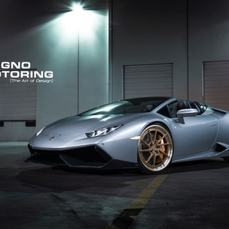 Custom Headlights on Gray Lamborghini Huracan - Photo by Anrky Wheels