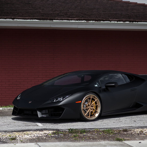 Black Lamborghini Huracan with Dark Smoke Headlights - Photo by Anrky Wheels