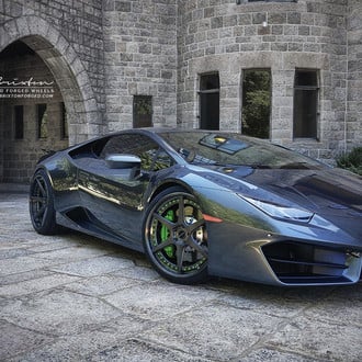Custom Headlights on Gray Lamborghini Huracan - Photo by Brixton Forged Wheels
