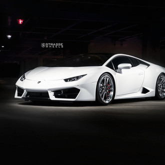 Dark Smoke Headlights on White Lamborghini Huracan - Photo by Strasse Wheels