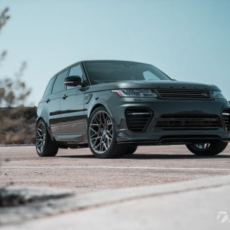 Red elements highlight stylish exterior of blacked out range rover