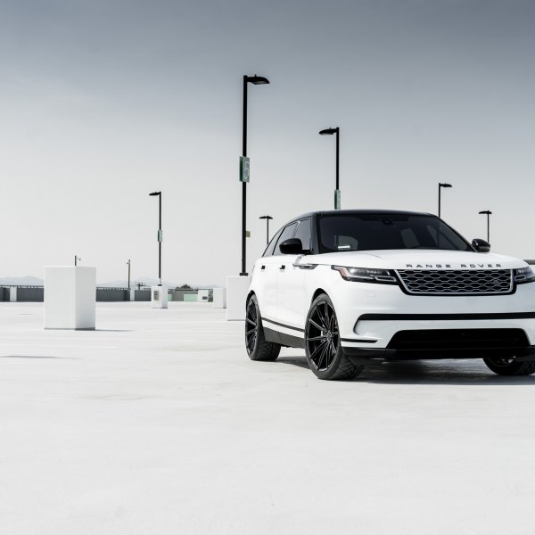 White Range Rover Velar with Aftermarket Front Bumper - Photo by Blaque Diamond Wheels